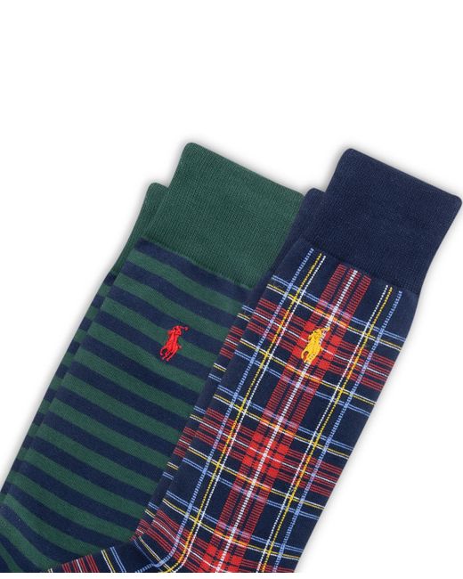 Polo Ralph Lauren Blue 2-pack Plaid And Stripe Socks for men