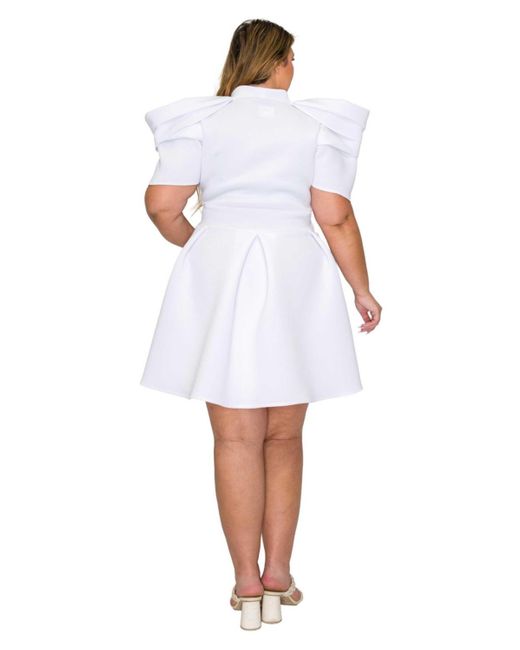 L I V D White Plus Size Karina Neoprene Flare Dress