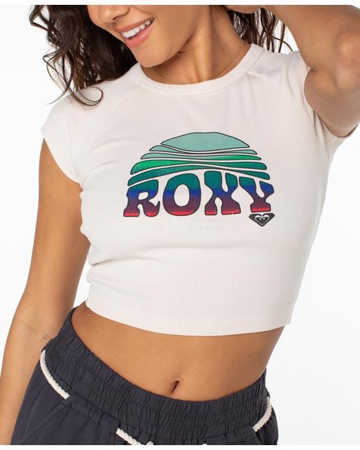 Roxy White Rising Screen Crewneck Top