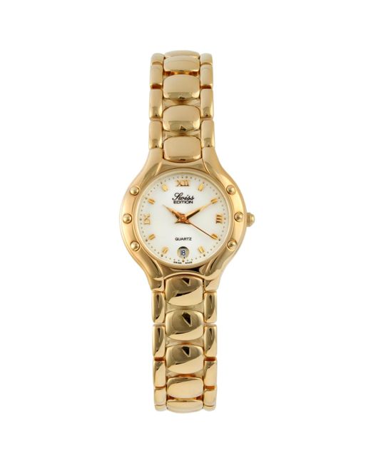 Swiss Edition Metallic 23k Plated Dress Bracelet Watch