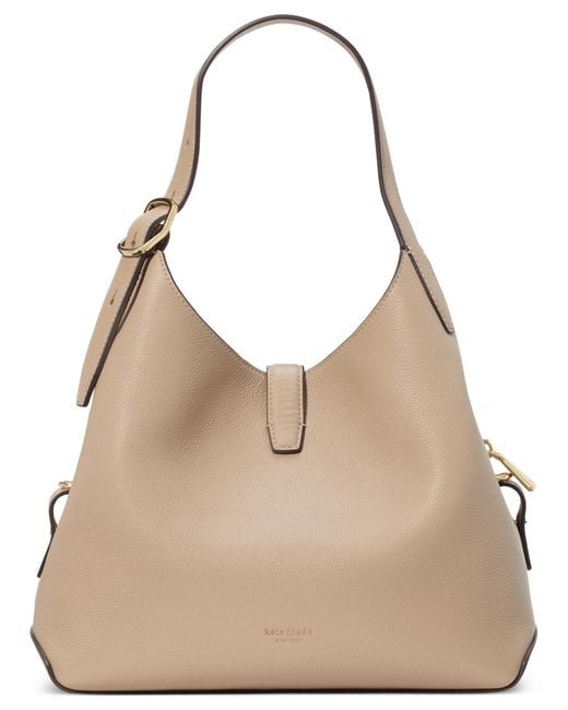 Kate Spade Natural Deco Medium Pebbled Leather Crossbody Tote Bag