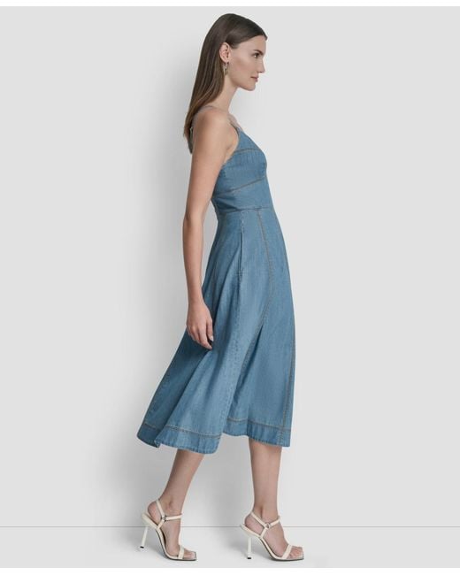 dkny blue midi dress Dkny Self Belt Midi Dress