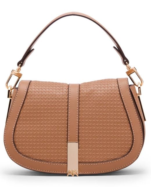 Anne Klein Brown Convertible Strap Small Saddle Bag