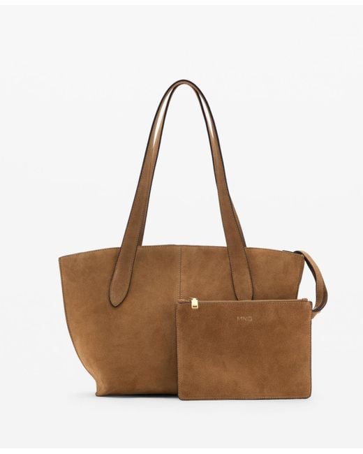 Mango Brown Suede Mini Shopper Bag