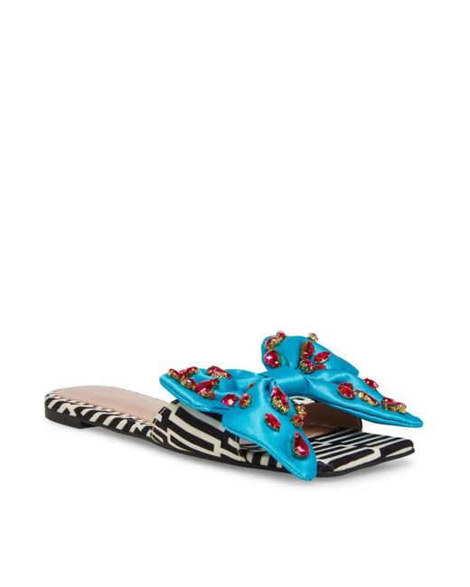 Betsey Johnson Multicolor Daisy-r Bow Slide Flat Sandals