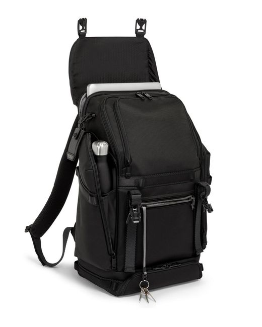 Tumi Black Alpha Bravo Expedition Flap Backpack