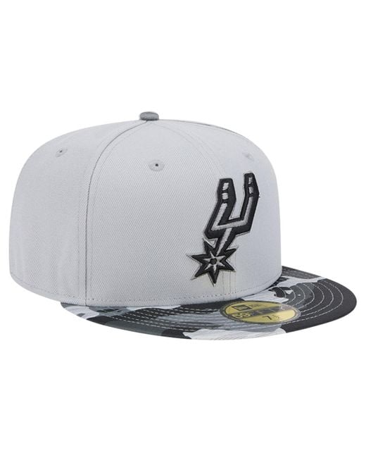 KTZ Gray San Antonio Spurs Active Color Camo Visor 59fifty Fitted Hat for men