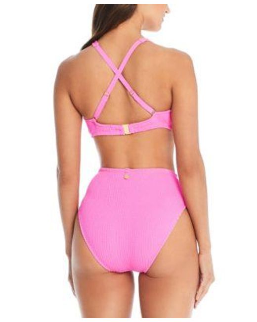 Bleu Rod Beattie Pink X Back D Ring Bikini Top High Waist Bikini Bottoms