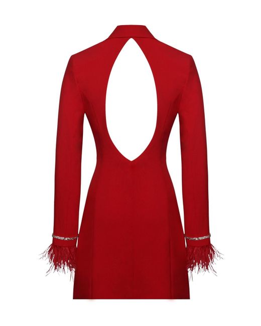 Miss Circle Women's Red Quilla Feather Crystal Sleeve Backless Blazer Dress  - www.disolcolor.com