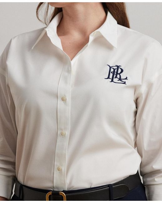 Ralph Lauren Blue Plus Size Long Sleeves Top