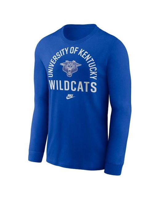 Nike Blue Kentucky Wildcats Legacy Arched Logo Long Sleeve T-shirt for men