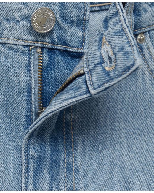 Mango Blue High-waisted Straight-fit Denim Shorts