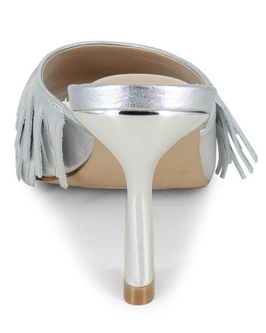 Kenneth Cole White Darby Fringe Slip On Dress Sandals