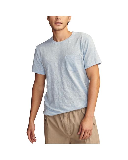 Lucky Brand Blue Linen Short Sleeve Pocket Crew Neck T-shirt for men
