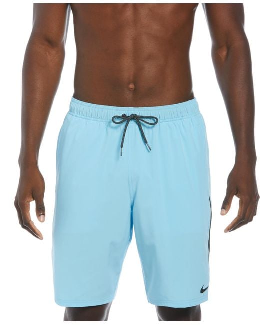 Nike Blue Contend Water-repellent Colorblocked 9" Swim Trunks for men