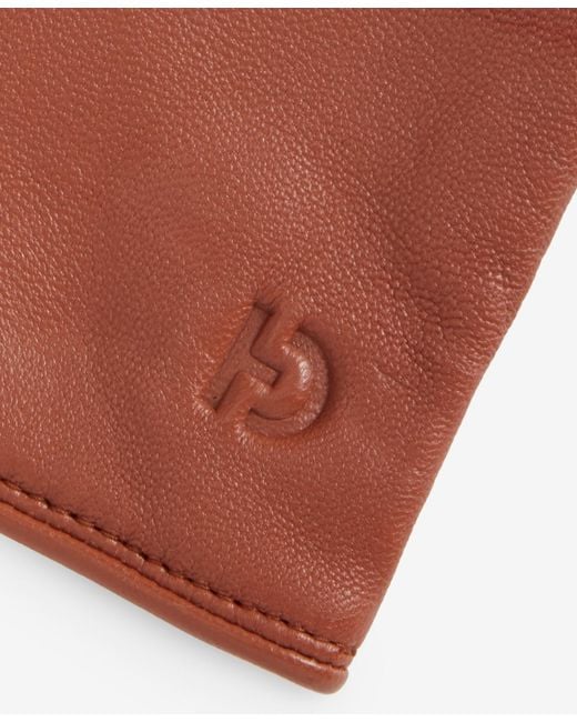 Cole Haan Brown Leather Cashmere Blend Lined Basic Tech Tip Gloves