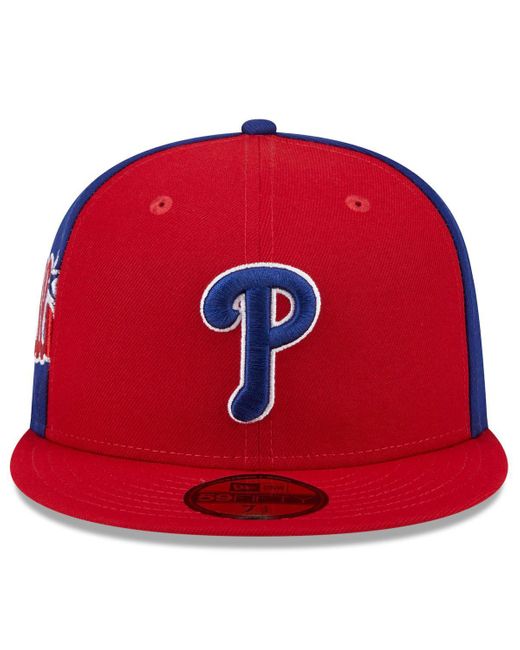 KTZ Red/royal Philadelphia Phillies Gameday Sideswipe 59fifty Fitted Hat for men