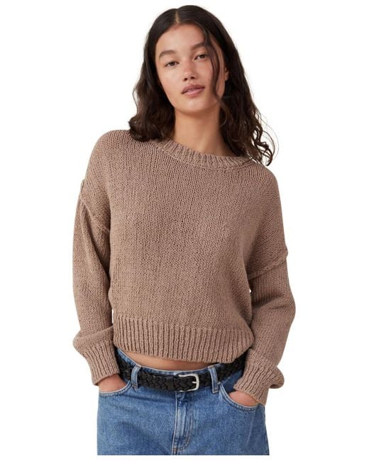 Cotton On Brown Boucle Pullover Sweater