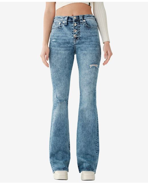 True Religion Reagan High Rise Big T Flare Jeans in Blue | Lyst
