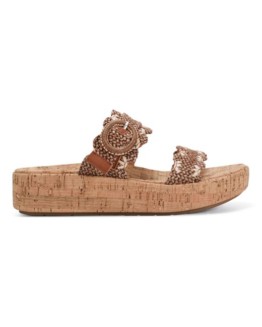 Earth Brown Subtle Woven Slip-on Platform Sandals
