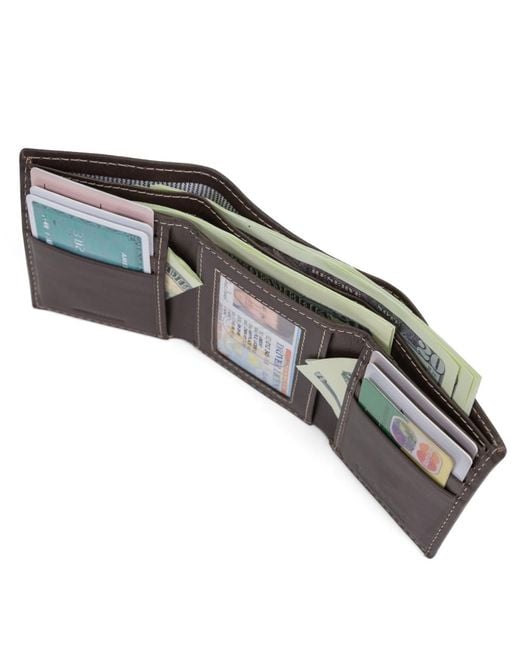 Timberland Black Cloudy Trifold Leather Wallet for men