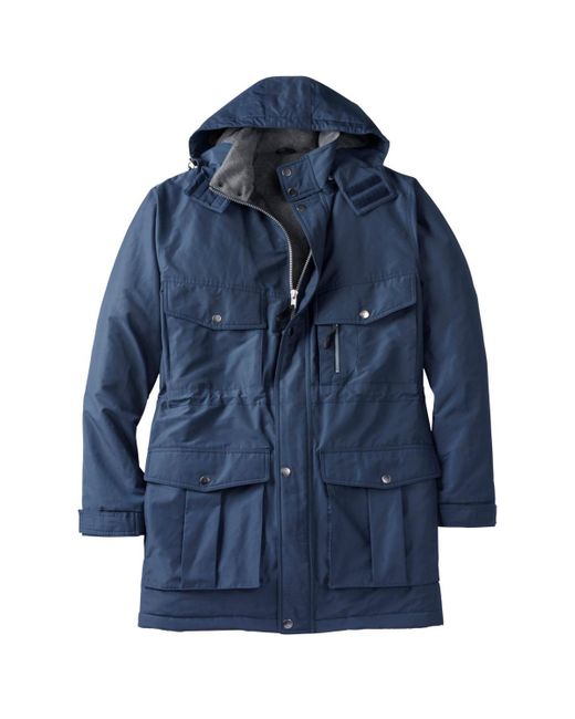 Boulder Creek Blue Big & Tall By Kingsize Fleece-lined Parka With Detachable Hood And 6 Pockets for men