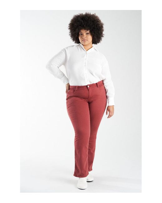 Plus Mid Rise Slink Jeans Plus Size Mid Rise Bootcut Jeans in Red | Lyst