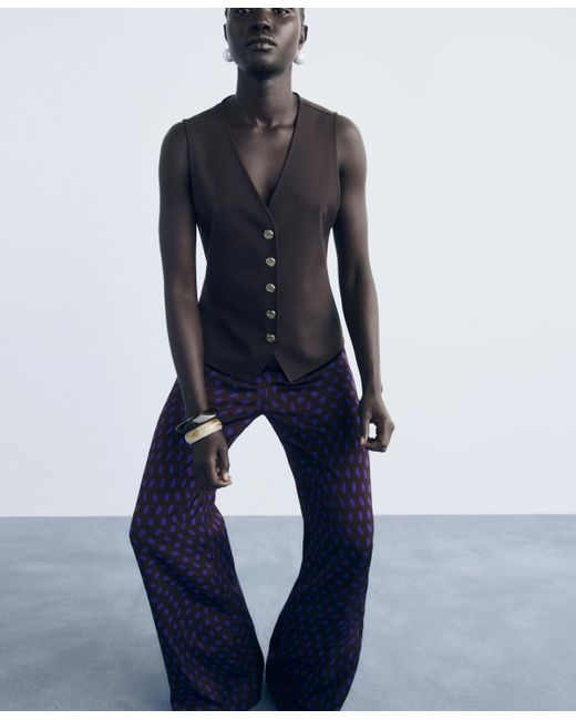Mango Blue Polka Dots Flare Pants