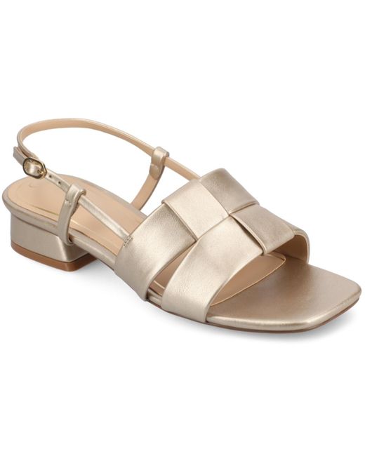 Journee Collection Natural Tabatha Block Heel Slingback Flat Sandals