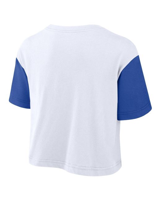 Nike Blue White/royal Kentucky Wildcats Color Block Script Performance Cropped T-shirt