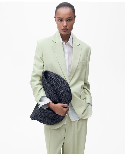 Mango White Straight-fit Suit Jacket