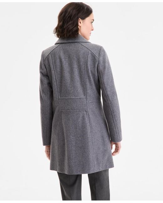 Anne Klein Gray Double-breasted Peacoat