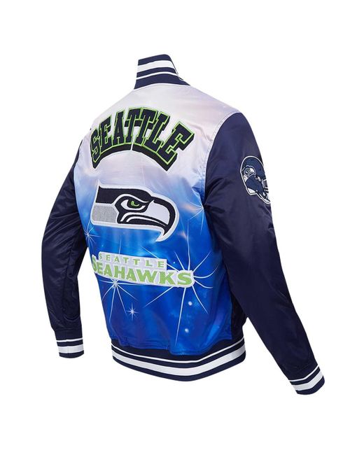 Pro Standard Blue Seattle Seahawks Sublimated Satin Full-snap Jacket for men