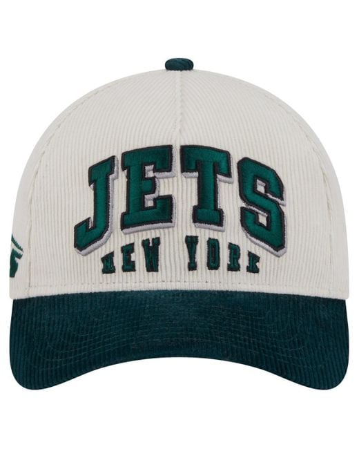 KTZ Blue Cream/green New York Jets Two-tone Sided Corduroy 9forty A-frame Adjustable Hat for men