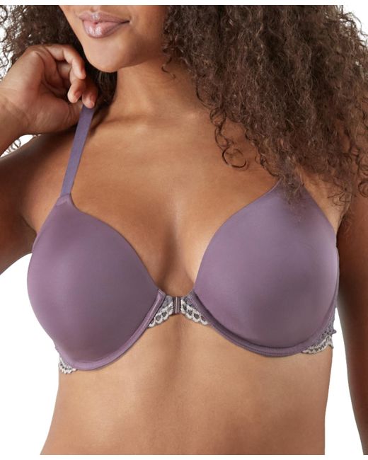 Maidenform Purple One Fab Fit Lace T-back Shaping Underwire Front Close Bra 7112