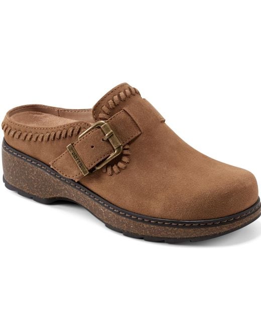 Earth Brown Kay Stitched Round Toe Clogs