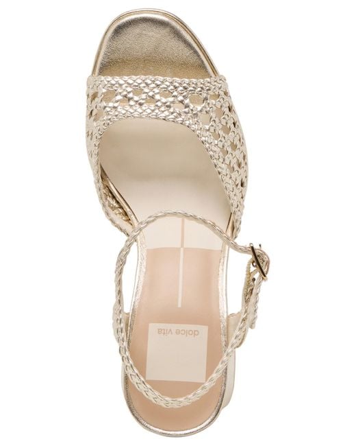 Dolce Vita Metallic Peyten Woven Two-piece Platform Dress Sandals