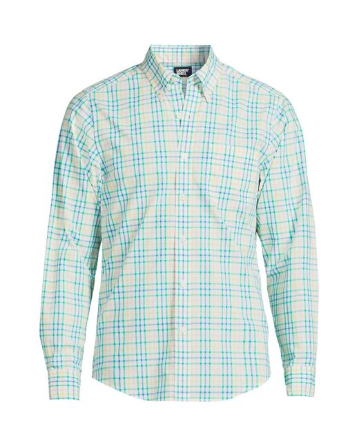 Lands' End Blue Traditional Fit Essential Lightweight Poplin Shirt for men