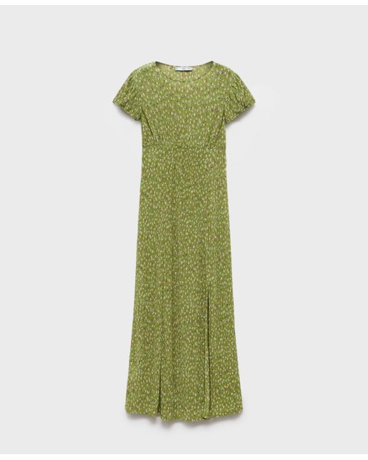 mango green floral dress Semi-transparent draped floral dress main image 0