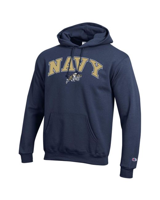 Champion Blue Midshipmen Arched Logo Fleece Pullover Hoodie for men