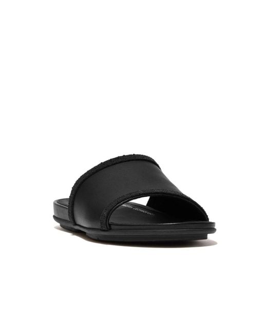 Fitflop Gracie Opul-trim Leather Slides in Black | Lyst