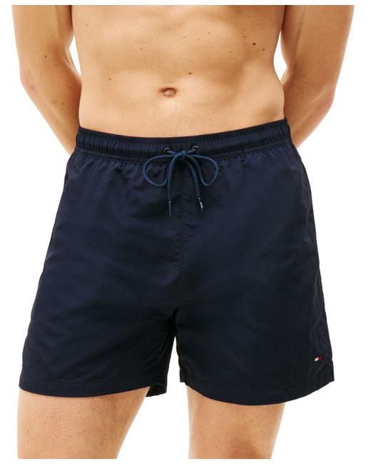 Tommy Hilfiger Blue Long Drawstring 7" Swim Trunks for men