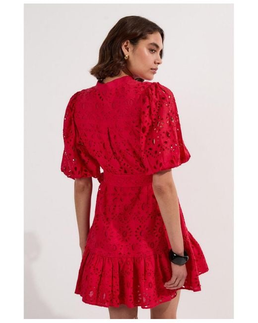 Karen Millen Red Woven Tie Waist Mini Dress