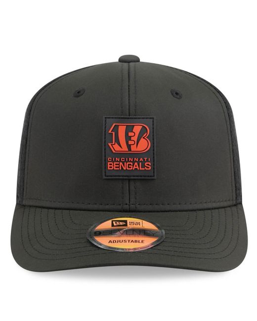 KTZ Black Cincinnati Bengals 2025 Sideline 9seventy Trucker Adjustable Hat for men