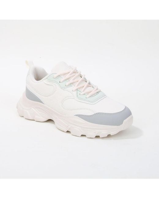 BERNESS White Lidia Mixed Material Sneakers