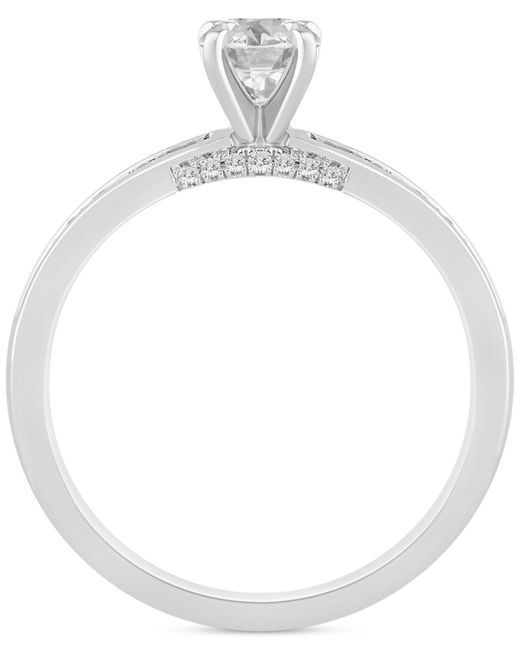 Macy's White Diamond Round & Baguette Engagement Ring (3/4 Ct. T.w.