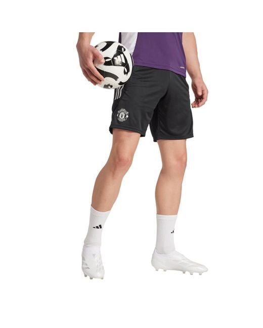 Adidas Black Manchester United 2025/26 Aeroready Training Shorts for men