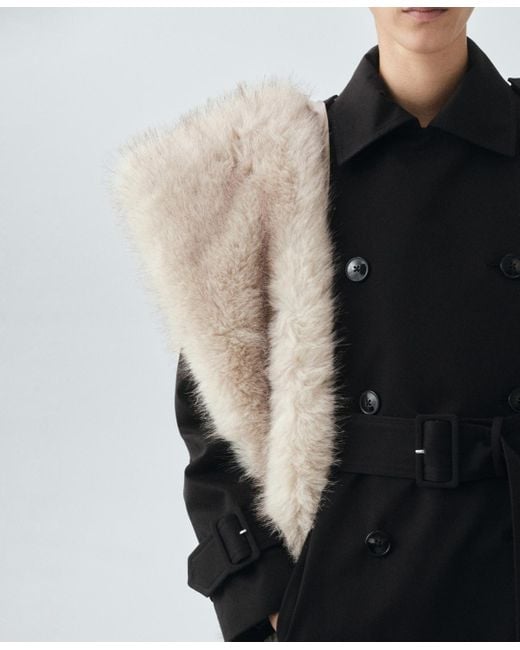 Mango Black Classic Cotton Trench Coat