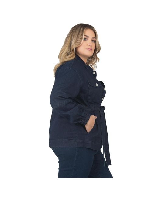 Standards & Practices Blue Plus Size Utility Anorak Denim Jacket
