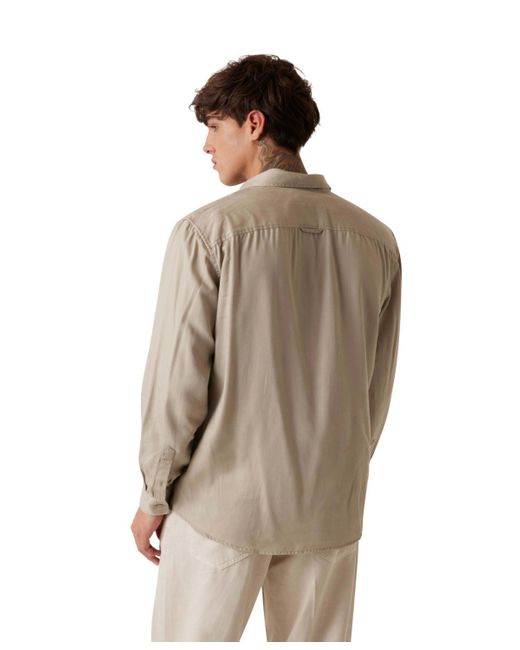 Guess Brown Washed Fluid Shirt for men